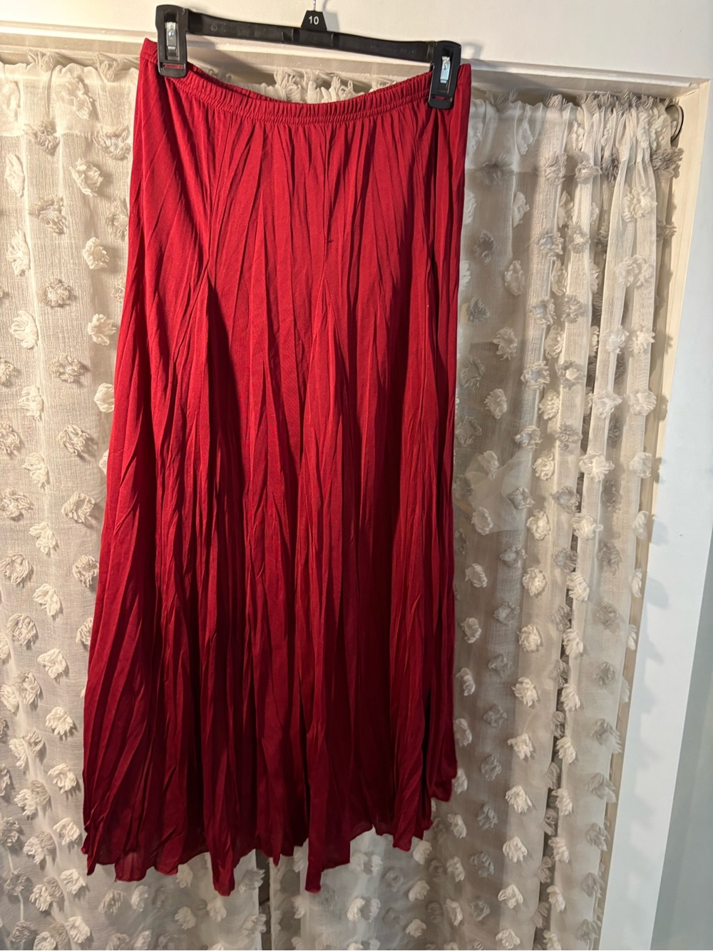 Christopher & Banks Red Pleated A-Line Maxi Skirt